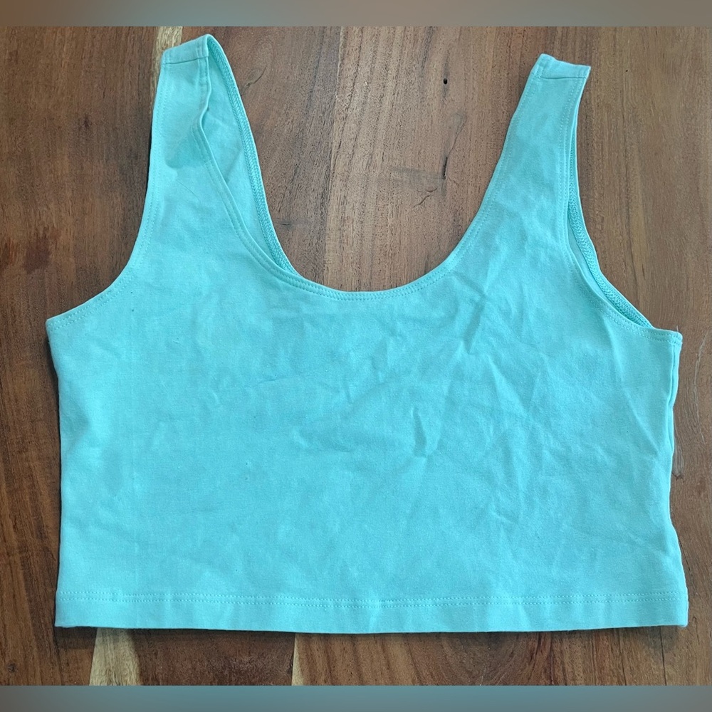 NWOT American Apparel Mint Green Cropped Tank Made in the US Combed Cotton